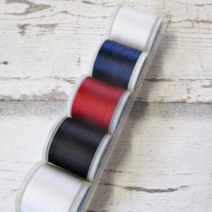 Garn Obergarn Set 200m 3fach Polyester extra_stark weiß schwarz rot blau - Woolnerd