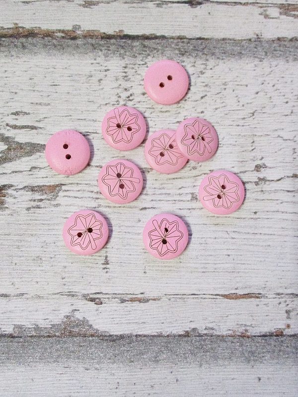 Holzknopf "Blatt" (rosa) – Bild 2