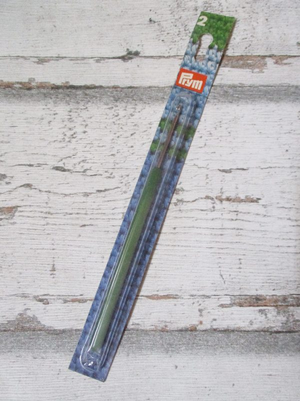 Häkelnadel Stärke 2,0 von Prym (silber-grün)