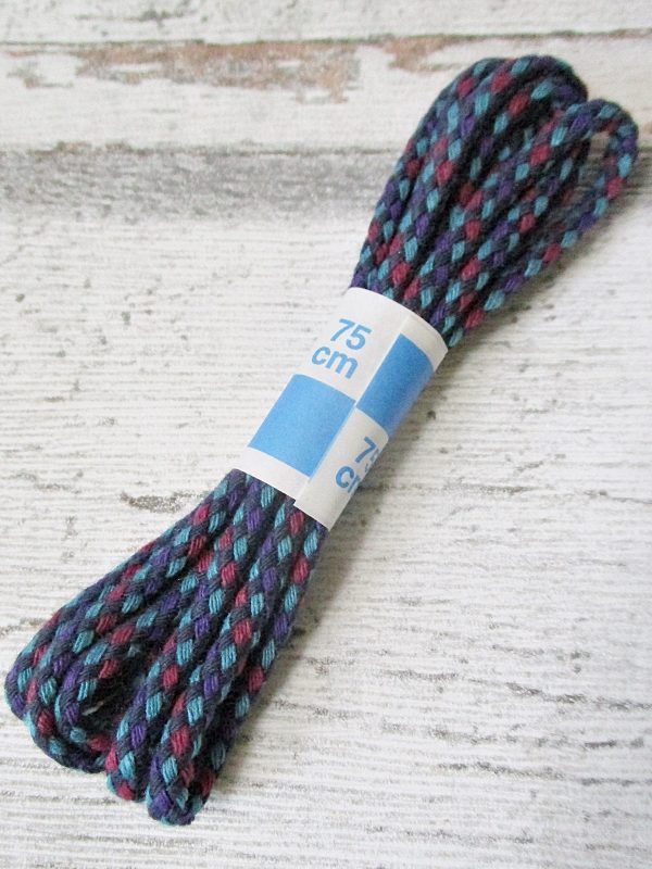 Schnürsenkel shoe_laces WENCO bunt lila rot schwarz mint 75cm Baumwolle - WOOLNERD