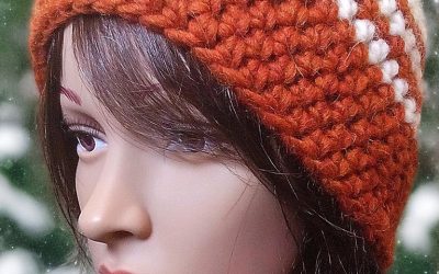 Wintermütze Häkelmütze Alpakawolle orange-weiß - WOOLNERD